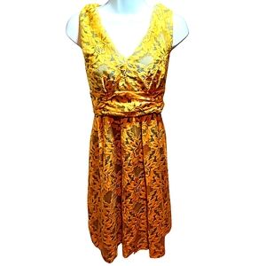 Anthropology, Plenty by Tracy Reese Midi Dress, Lace, Yellow Gold, Spring Easter